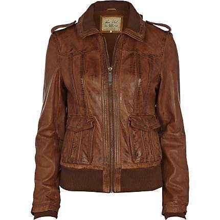 Super Brown Women Bomber Leather Jackets - The Jacket Planet