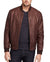 Men Bomber Real Leather Jackets: Dark Brown