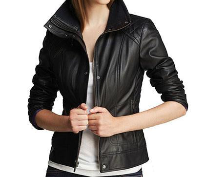 Women Classic Faux Leather Jackets: Diamond