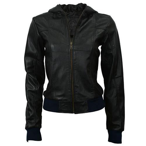 Super Hooded Women Bomber Real Leather Jackets