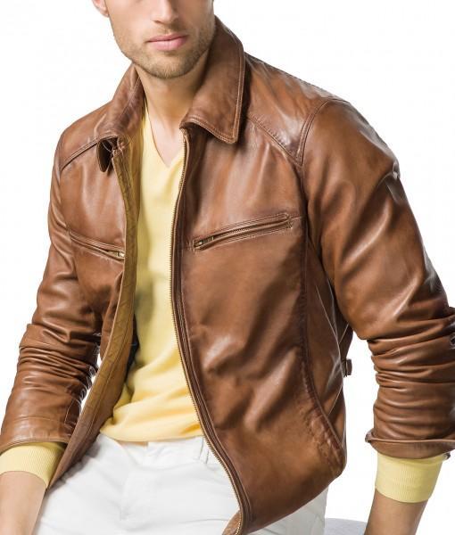 Men Biker Leather Jackets: Tan Brown - The Jacket Planet