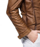 Men Biker Leather Jackets: Tan Brown - The Jacket Planet