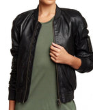 Super Timmy Women Bomber Leather Jackets - The Jacket Planet
