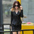 PU Faux leather jacket women  slim Really large raccoon fur collar