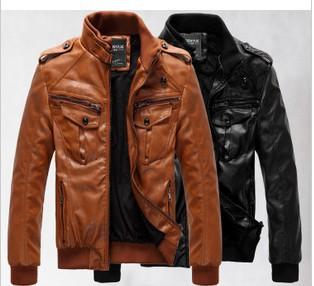New Men's PU leather jacket coat