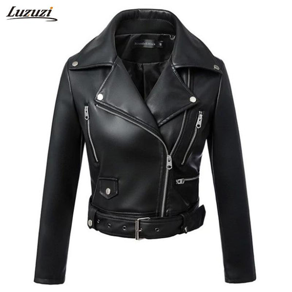 1PC Leather Jacket Women Motorcycle Short Coats Faux