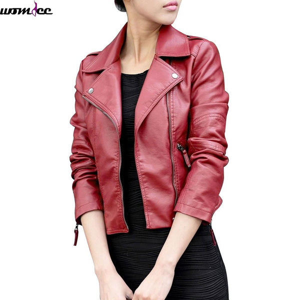 New Women PU Leather Jackets Vintage Fashion