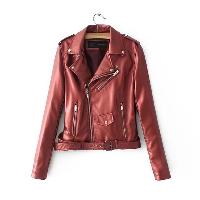 Bright Color Faux Leather Motorcycle Bomber Jacket Coat - The Jacket Planet
