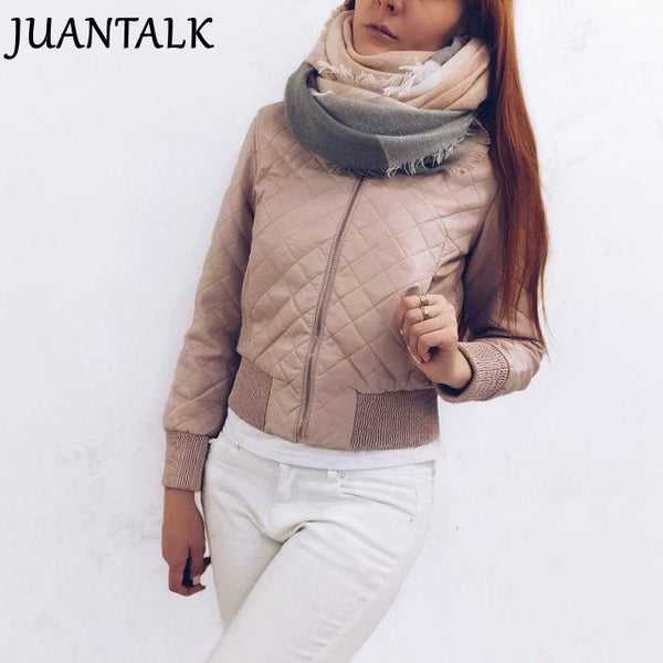 Short O-neck Thick Zipper Warm Faux Leather Jacket
