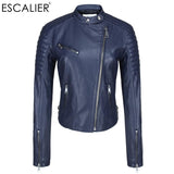 Escalier Blue Motorcycle Women Real Leather Jackets - The Jacket Planet