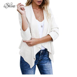 Fashion Women Irregular Faux Suede Leather Revers Coat - The Jacket Planet