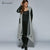 Gamiss Autumn Plus Size PU Leather Trim Longline Asymmetrical Coat Jacket