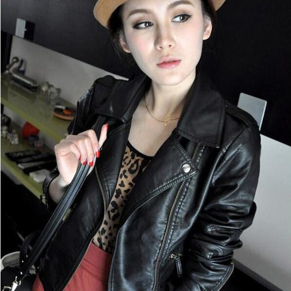 Turn Down Collar Women Real Leather Jackets