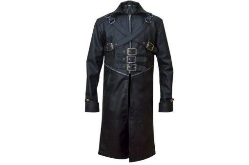 Steam Punk Gothic Long Coat Real Leather Coat